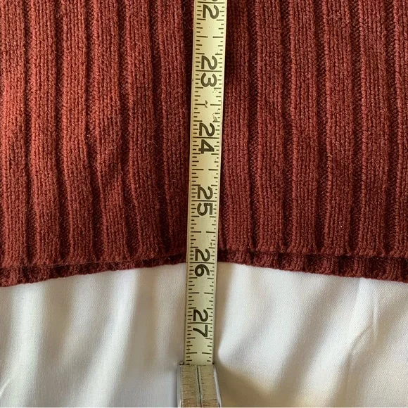 Vintage 80s Blue Ink Maroon Ribbed V-Neck Sweater - Picture 10 of 12